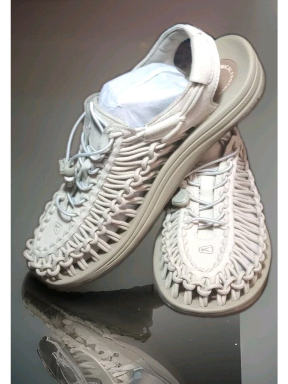 New  KEEN Women Beige Sandals Uneek Corded Ivory Size 10.5